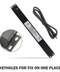 Kick The Clutter With This Badass Heavy Duty Power Strip Packing Six AC Outlets And Two Fast USB Chargers Six Foot Braided Surge Guard Cable For Phones Tablets And Desk Setups Black 300 Joules Shield with keyholes for mounting.