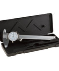 Stainless Steel Dial Caliper Built Tough With Shockproof Design And Plastic Carry Case 0 To 6 Inch Measuring Range Ultra Precise 0.001 Inch Dial Readings Thumb Roll Lock For Quick Accurate Measurements, open case