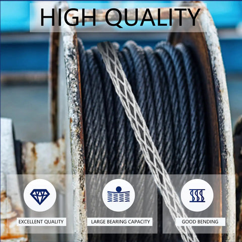 Pro 6 Pc Cable Puller Socks Set With Stainless Steel Eye Grips For Electricians displayed on a spool highlighting quality features.
