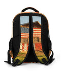 Back of Pasture Farm Print Backpack with barn design, unisex large capacity, durable polyester for commuting, hiking, and camping.