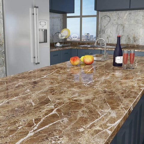 36 Inch By 197 Inch Waterproof Marble Contact Paper Peel And Stick Self Adhesive Vinyl Wrap for kitchen countertop surface.