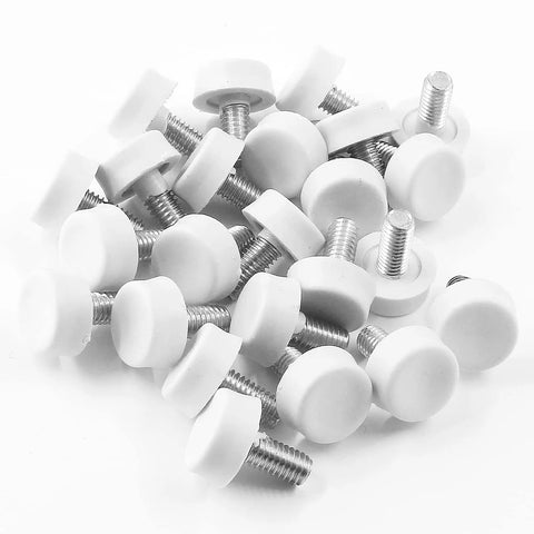 24 Pack Adjustable Furniture Levelers M6x15mm For Tables Chairs Cabinets White Screw On Glide Feet