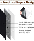 Diagram showing layers of Self Adhesive Leather Repair Patch 8x11 Inch for couches car seats sofas and jackets.