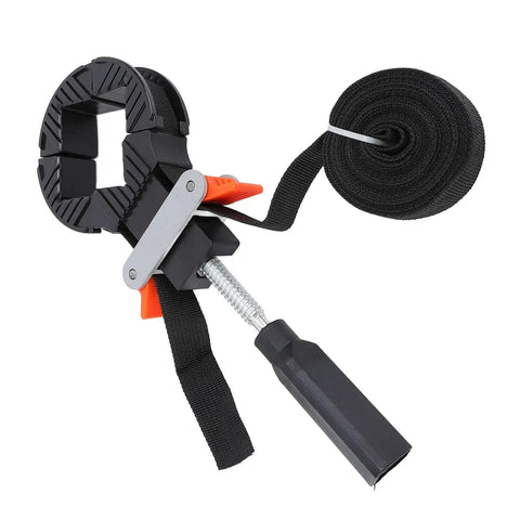 Quick Tension Adjustable Strap Clamp For Pro Level Woodworking And Swifter Picture Frame Assembly Featuring A Heavy Duty 32 Foot Nylon Webbing Strap With Slick Lever Action And No Fuss Rotation Handles