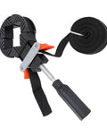 Kickass Picture Frame Clamp With Thirty Two Foot Nylon Strap And Quick Tension Woodworking Band For DIY Assembly, showing clamp and strap.