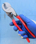 Heavy Duty 10 Inch Cable Cutter With High Leverage Design For Aluminum Copper Wire And Communications Cable shown in hand