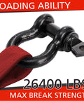 Six Pack Half Inch D Ring Shackle Heavy Duty Tow Strap Winch Off Road Vehicle Recovery Two Ton Four Thousand Lbs Capacity Black Powder Coated Thirteen Millimeter Shackle With Screw Pin with 26400 lbs max break strength