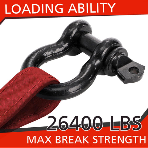 Six Pack Half Inch D Ring Shackle Heavy Duty Tow Strap Winch Off Road Vehicle Recovery Two Ton Four Thousand Lbs Capacity Black Powder Coated Thirteen Millimeter Shackle With Screw Pin with 26400 lbs max break strength