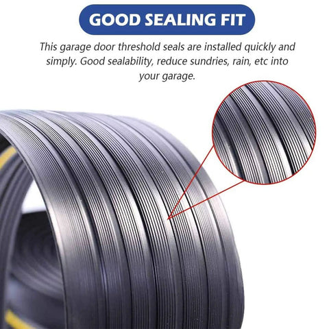 Close-up of Universal Garage Threshold Seal Strip Kit with Durable EPDM Rubber 20Ft 6M and black ridged surface detail.