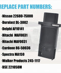 Mass Air Flow Sensor MAF 22680-7S000 Drop In Replacement for Nissan vehicles shown with compatible part numbers