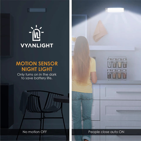 58 LED Motion Sensor Light Indoor Wireless USB Rechargeable Closet Cabinet Light for Kitchen Wardrobe Auto On Auto Off Warm Natural White 1500mAh