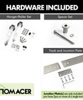 Brushed Nickel Non Bypass Sliding Barn Door Hardware Kit For Two Doors With 7ft Flat Track And Arrow Design Rollers components