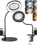 Desk Magnifying Glass With Light And Stand 10X 15X Zoom 4.2 Inch HD Lens Five LED Modes on Metal Base and Clamp