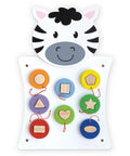 Zebra Activity Wall Panel For Toddlers Ages 18 Months Plus Montessori Sensory Toy with nesting shape activity busy board