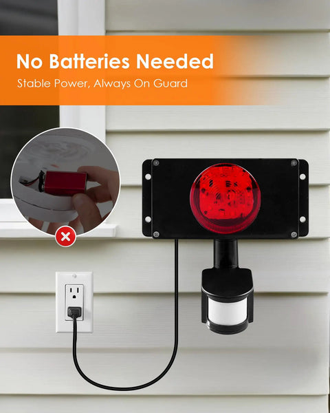 Motion Sensor Alarm System With IoT Remote Control Human Infrared Detection Security Siren Light installed on wall, AC powered
