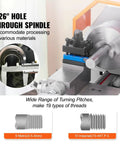 Brushless Mini Metal Lathe 7x16 Inch showing 1.26" hole through spindle for various materials processing.