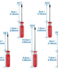 Top Tier Magnetic Spanner Screwdriver Set In Bold Red Featuring Five Sizes Forged From Tough Chrome Vanadium Steel Delivering Zero Drama Precision Repairs On Mini Tech Gadgets Daily, showing sizes U1.7, U2.0, U2.3, U2.6, U2.8.