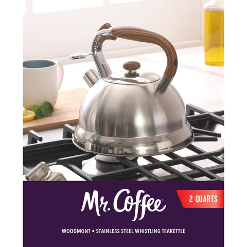 Stainless Steel 2 Quart Tea Kettle With Wood Handle For Stovetop Whistling Water Pot Durable Fast Boil Tea Kettle Built For Home Kitchen Daily Tea Lovers Who Want Hot Water In A Flash on gas stove