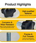 Product highlights of Killer Star Knobs With Galvanized Steel Bolts 1/4-20 Thread showcasing corrosion-resistant material and precise threads.