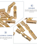 Close-up of golden copper barrel hinges for jewelry boxes, showing smooth closing mechanism and durable design.