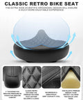 Oversized Wide Bike Seat For Men And Women With Comfy Soft Vintage Style Saddle And Waterproof Shock Absorbing Padding