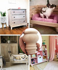 3 Inch Tall Solid Wood Bun Feet Furniture Legs Set Of 4 Unfinished on dresser, pet bed, and cabinets in various settings