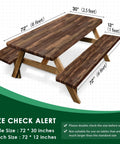Waterproof Picnic Table Cover Set With Bench Covers Elastic Edges Brown Wood Fitted Tablecloths For Outdoor Patio Camping 72 Inch 3 Piece