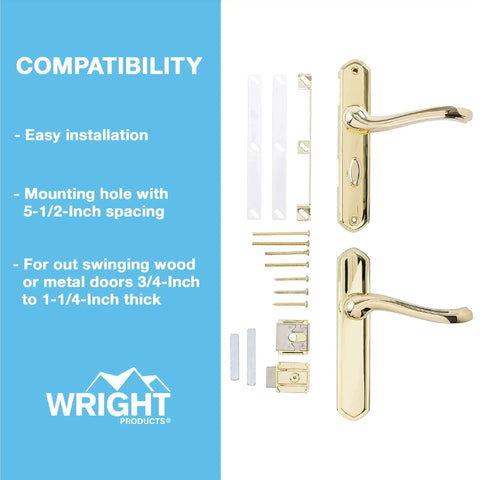 Castellan Surface Lever Latch With Deadbolt For Screen And Storm Doors Polished Brass Night Latch Tech No Lock Out Non Handed