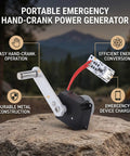 Portable Hand Crank Generator on rock, highlighting easy operation and efficient conversion, for emergency off-grid use outdoors.