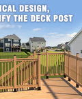 Deck with fences featuring 4x4 Wood Fence Post Cap 3.5x3.5 Inches Black, PP Plastic Waterproof UV Proof Keeps Posts From Cracking.