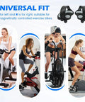 Four cyclists using different bikes with 9/16 Inch Spindle Bike Pedals With Straps Replacement For Indoor Cycling, showing universal fit