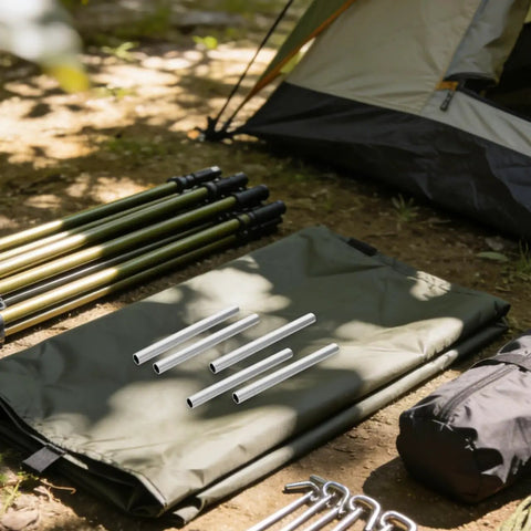 Five Pack Aluminum Tent Pole Repair Sleeves Replacement Connectors For Camping Poles Portable Rod Repair Kit on camping gear.