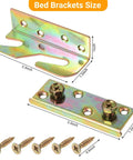 Rock Solid Galvanized Bed Rail Brackets 4 Pack With 32 Heavy Duty Screws Rust Proof steel brackets with screws, measuring 3.3" and 3.5".