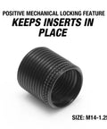 Spark Plug Saver Inserts For Thread Repair M14 1.25 14mm Rethread Kit with locking feature visible