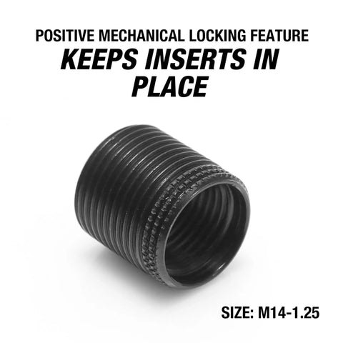 Spark Plug Saver Inserts For Thread Repair M14 1.25 14mm Rethread Kit with locking feature visible