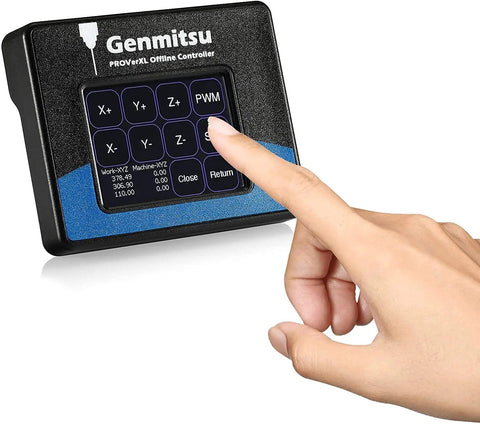 Hand interacting with Offline CNC Controller With Two Point Four Inch LCD Touchscreen for PROVerXL 4030 machines