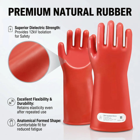 Heavy Duty Insulated Electrician Gloves Class 1 Astm Dielectric High Voltage Electrical Safety Gear Waterproof Grease Resistant Leather Proven To Crush The Daily Grind Offer 8000V Ac Rugged Protection