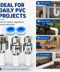 PVC Pipe Threader Kit For 1/2 3/4 1 Inch Plastic Pipes With Internal And External Threading Tool Drill Compatible Includes 3 Hex Adapters Gloves And Thread Seal Tape For Quick Pro Quality Pipe Connections, PVC tools shown