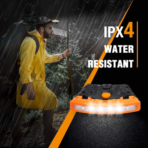 Rechargeable Hat Light 2 Pack Clip On Cap Light With Memory Function IPX4 Waterproof Red Light Pivoting Head Hands Free Visor LED