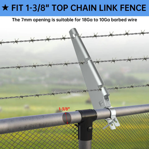 10 Pack Barbed Wire Arm for One And Three Eighths Inch Chain Link Fence Height Extender Galvanized Steel Installed on Fence