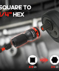 Heavy Duty Impact Socket Adapter Set With Universal Swivel Joints, CR-MO And CR-V Hardware converting 3/8 to 1/4 inch Hex
