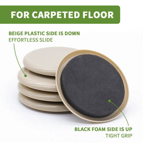 Carpet Furniture Sliders 8 Pack 3 And A Half Inch Move Heavy Furniture Effortlessly One Person Setup Protect Your Floors