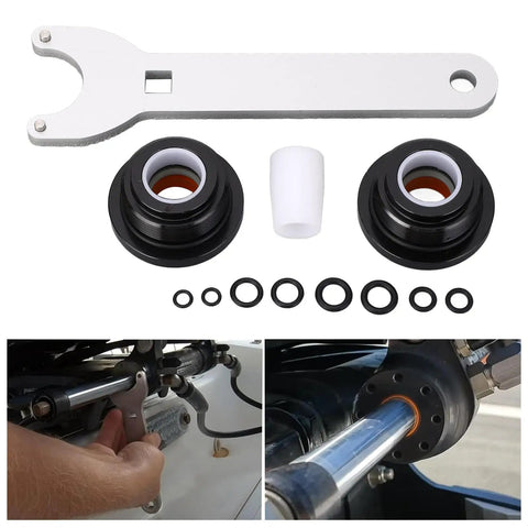 Real Deal Front Mount Hydraulic Steering Cylinder Seal Kit Replacement HS5157 For HC5340 To HC5358 Plus HC5365 Compatible With Shaft Wrench Tool