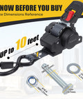 Beefy Retractable Transom Tie Down Straps 1 Inch By 10 Feet Bolt On Ratchet Straps with size dimensions illustration