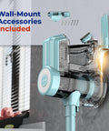 Corded Stick Vacuum Cleaner 450W with wall-mount accessories, transparent view of internals, lightweight 2-in-1 handheld design.