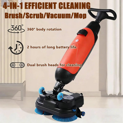Heavy Duty Commercial Floor Sweeper Machine With Self Propelled 360 Degree Rotating Head For Industrial Workshops And Warehouses. Efficient Hand Push Scrubber Polisher Cleans Wet Dry Debris Stains On Various Hard Surface Flooring Types For A Spotless