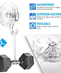 Clear Suction Cup Hooks 4 Pack For Bathroom And More Heavy Duty Waterproof Shower Wall Hangers with weight demonstration