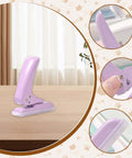 Pro Grade 40 Sheet Single Hole Punch With Non Slip Base 5.5mm Hole Adjustable Punch Position For Chipboard Cards And Scrapbooks Easy Grip Hand Held Tool Purple on desk