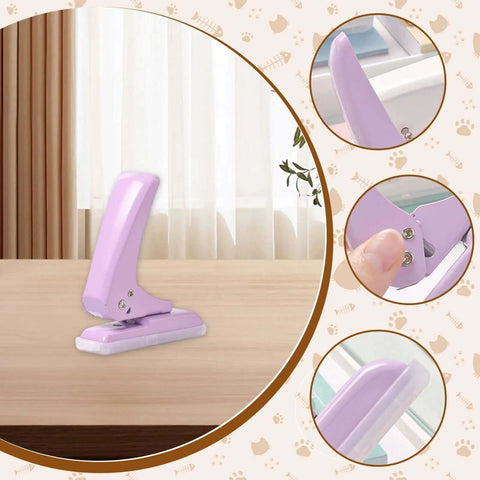 Pro Grade 40 Sheet Single Hole Punch With Non Slip Base 5.5mm Hole Adjustable Punch Position For Chipboard Cards And Scrapbooks Easy Grip Hand Held Tool Purple on desk