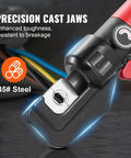 Close-up of 45# steel precision cast jaws on Heavy-Duty Hydraulic Crimping Tool Kit for AWG 12 to 2/0 Copper and Aluminum Terminals